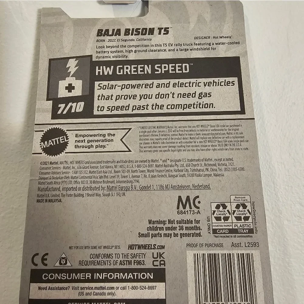 Hot Wheels Green Speed Baja Bison T5- 7/10 Solor powered and Electric vehicle